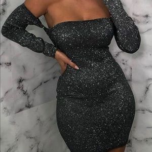 Purple glitter mini dress